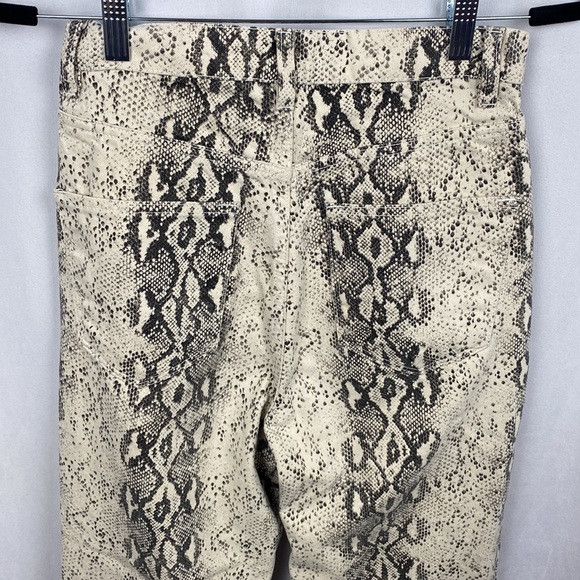 ZARA 90s Wide Leg White Snake Print Pants Jeans High Waist Python - Size 4 - Picture 11 of 12